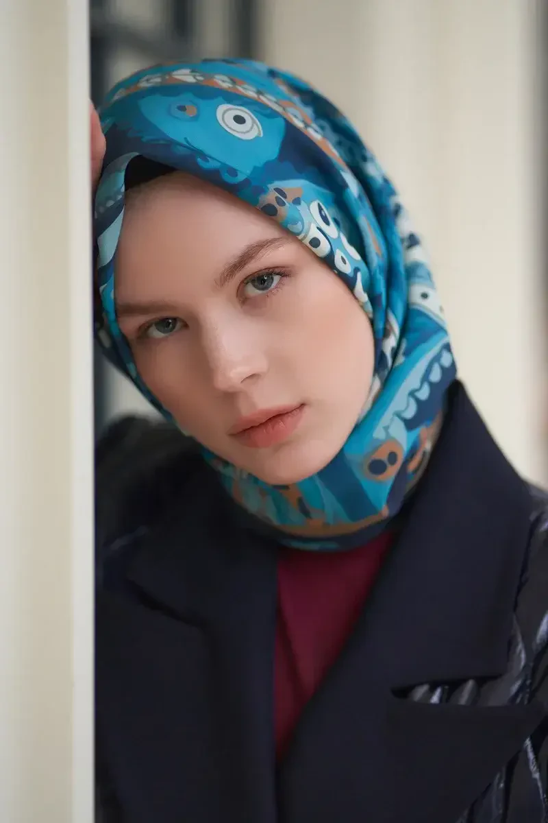 Sofistik Desen Modal Eşarp - Lacivert - ED Scarf