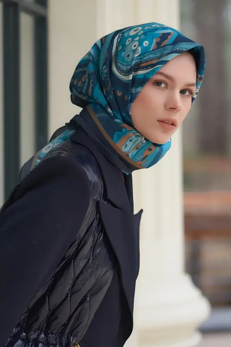 Sofistik Desen Modal Eşarp - Lacivert - ED Scarf