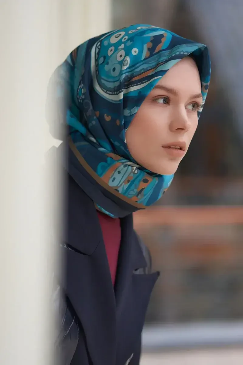 Sofistik Desen Modal Eşarp - Lacivert - ED Scarf