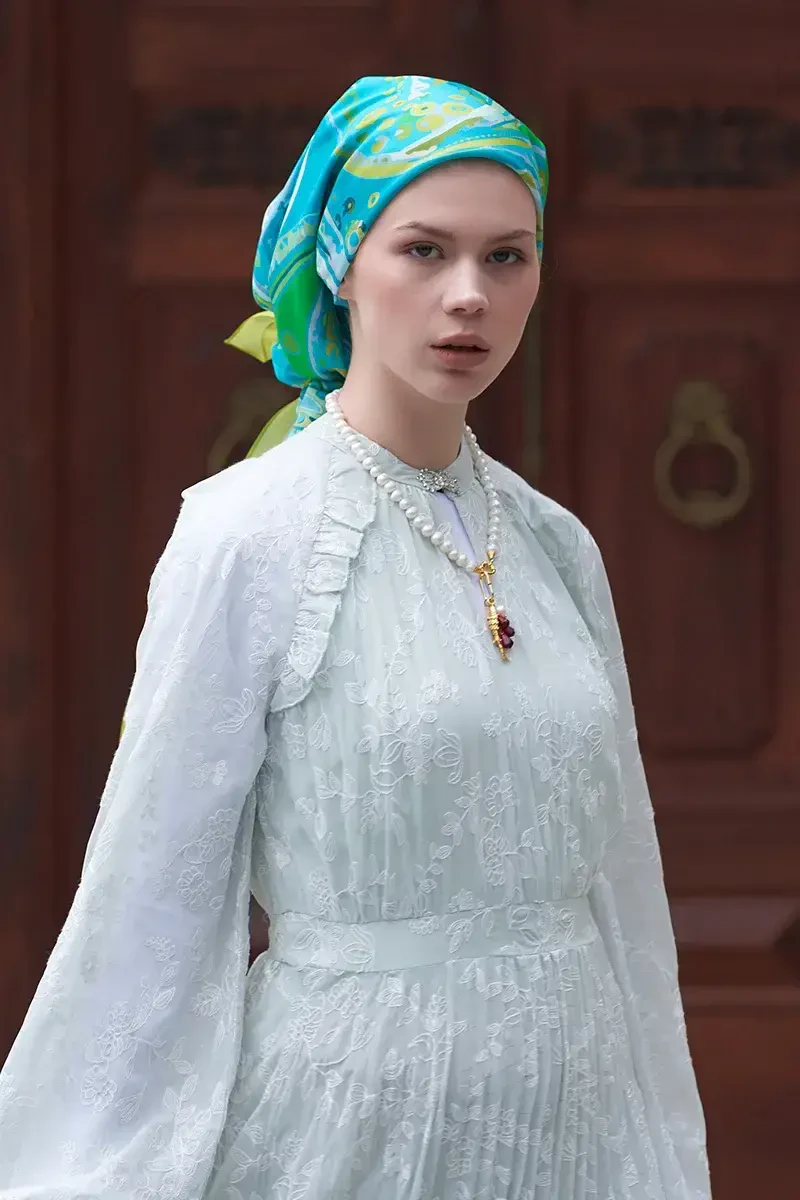 Sofistik Desen Modal Eşarp - Okyanus - 1