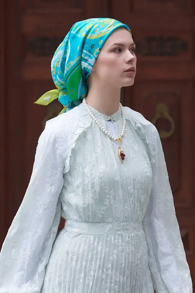 Sofistik Desen Modal Eşarp - Okyanus - 2