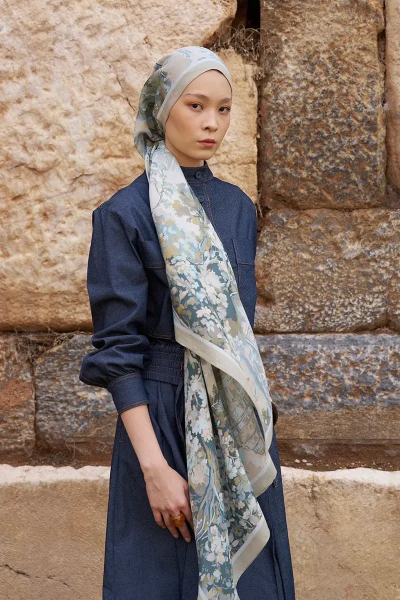 Sunrise Bahar Desen Şal - Bej - ED SCARF