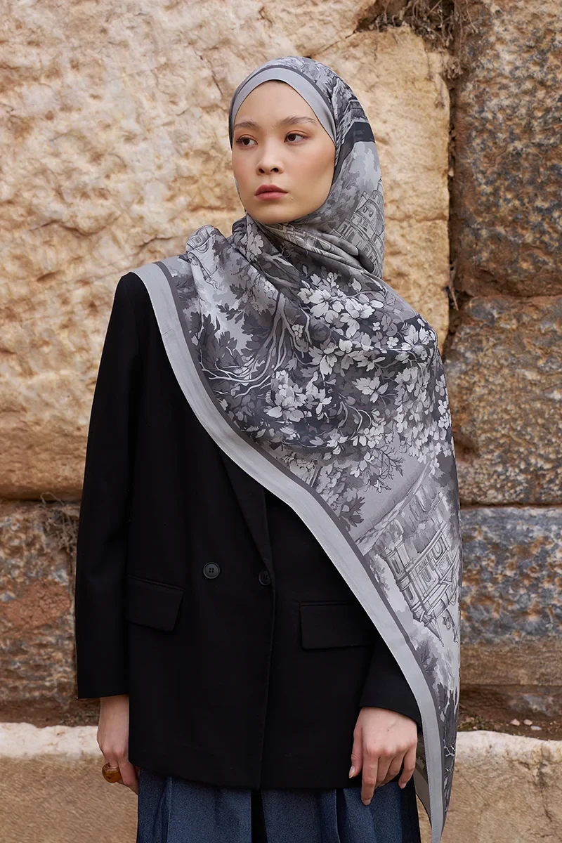 Sunrise Bahar Desen Şal - Gri - 4