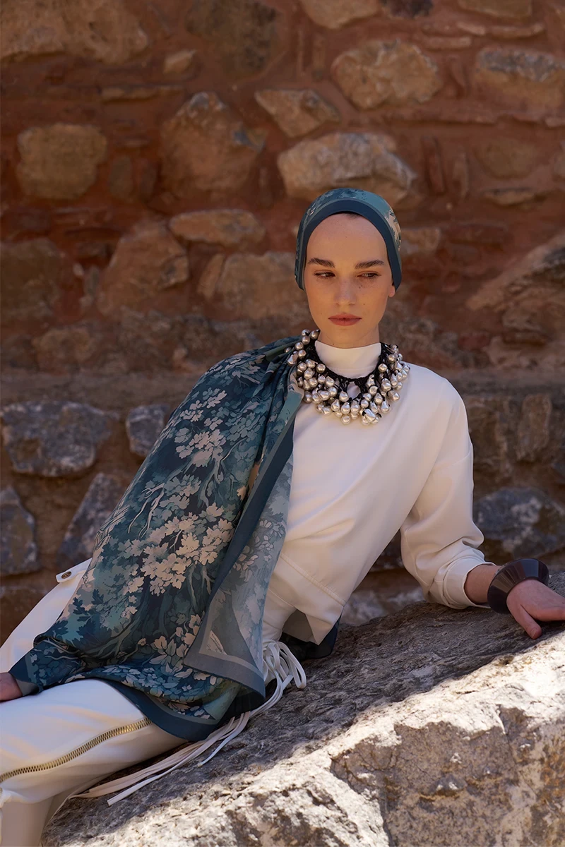 Sunrise Bahar Desen Şal - Mavi - 4