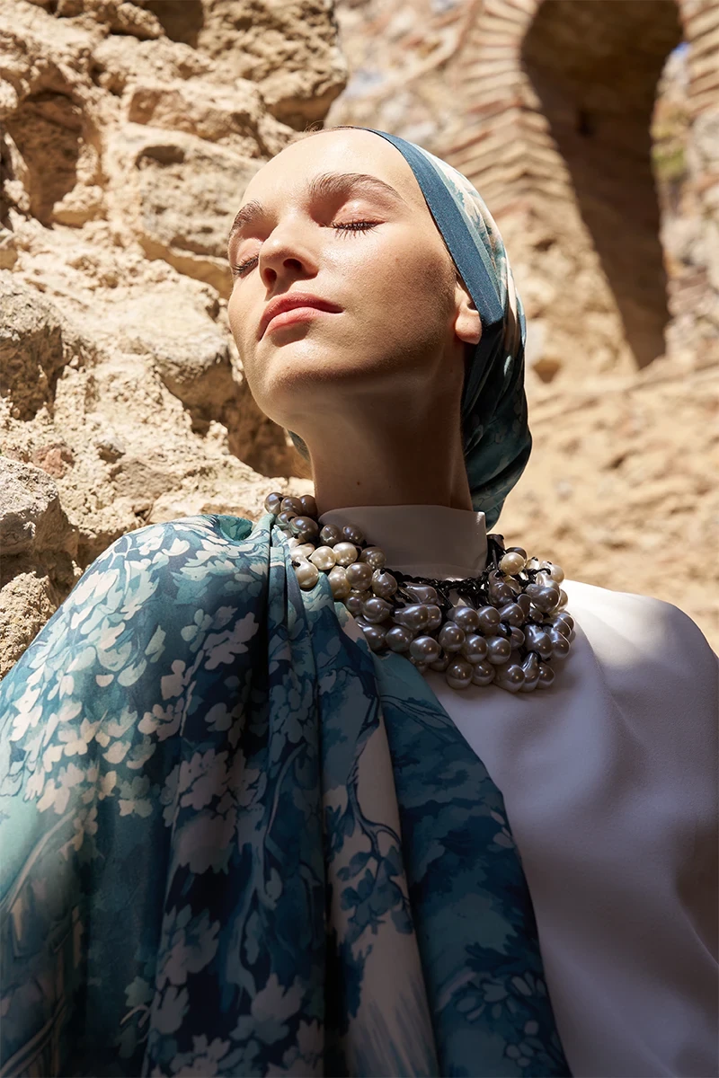 Sunrise Bahar Desen Şal - Mavi - 5