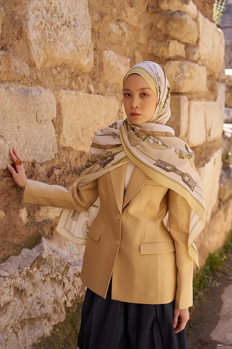 Sunrise Barok Desen Şal - Sarı - ED SCARF