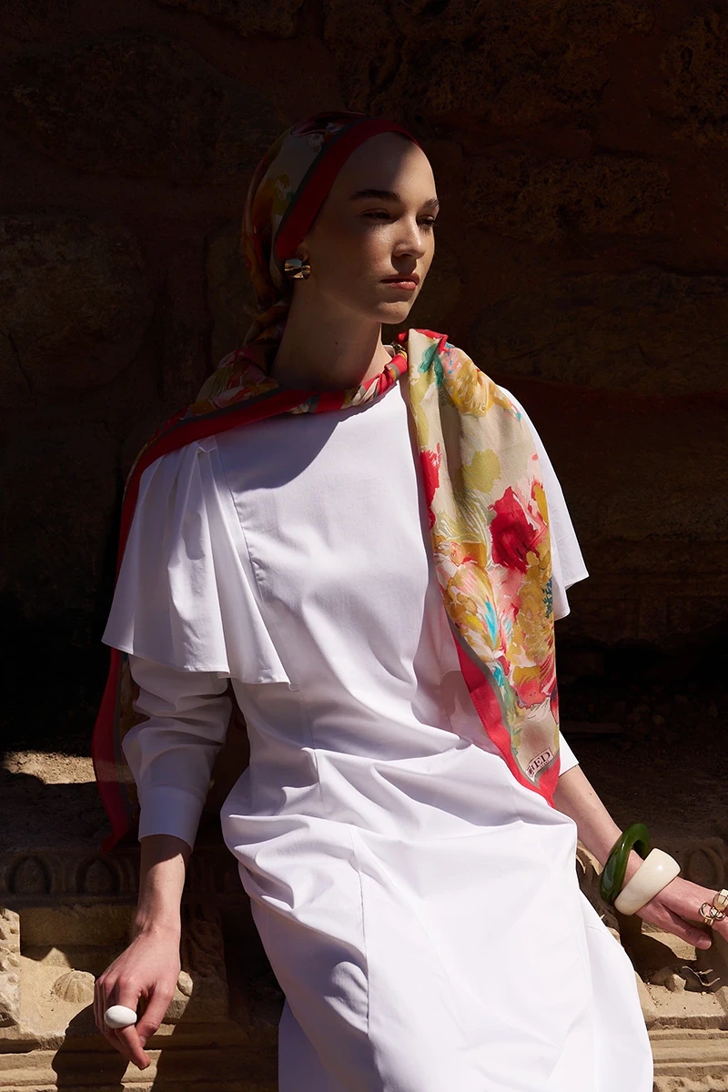 Sunrise Çiçek Desen Şal - Pembe - ED SCARF