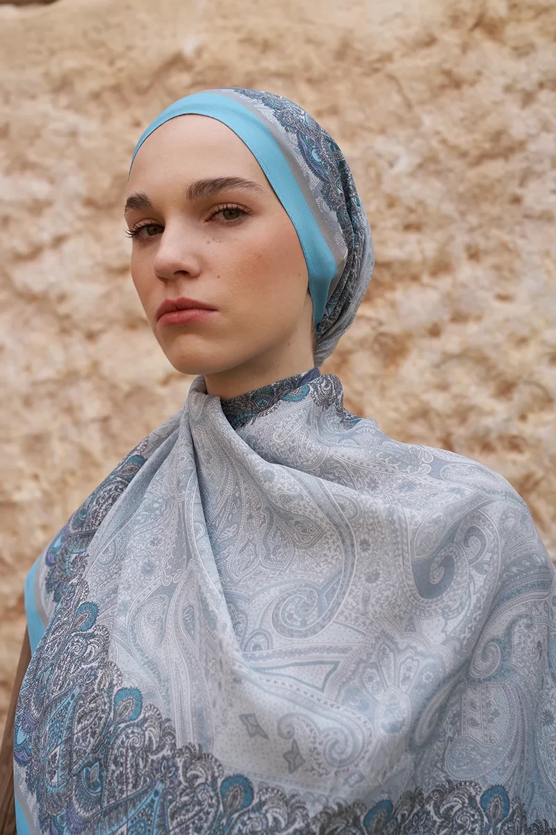 Sunrise Etnik Desen Şal - Mavi - 4