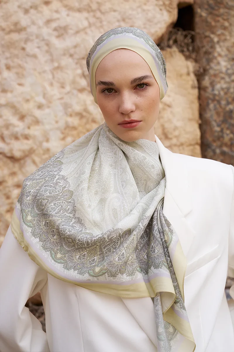 Sunrise Etnik Desen Şal - Sarı - ED SCARF