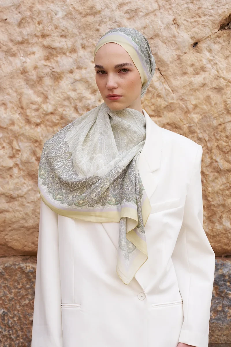 Sunrise Etnik Desen Şal - Sarı - ED SCARF