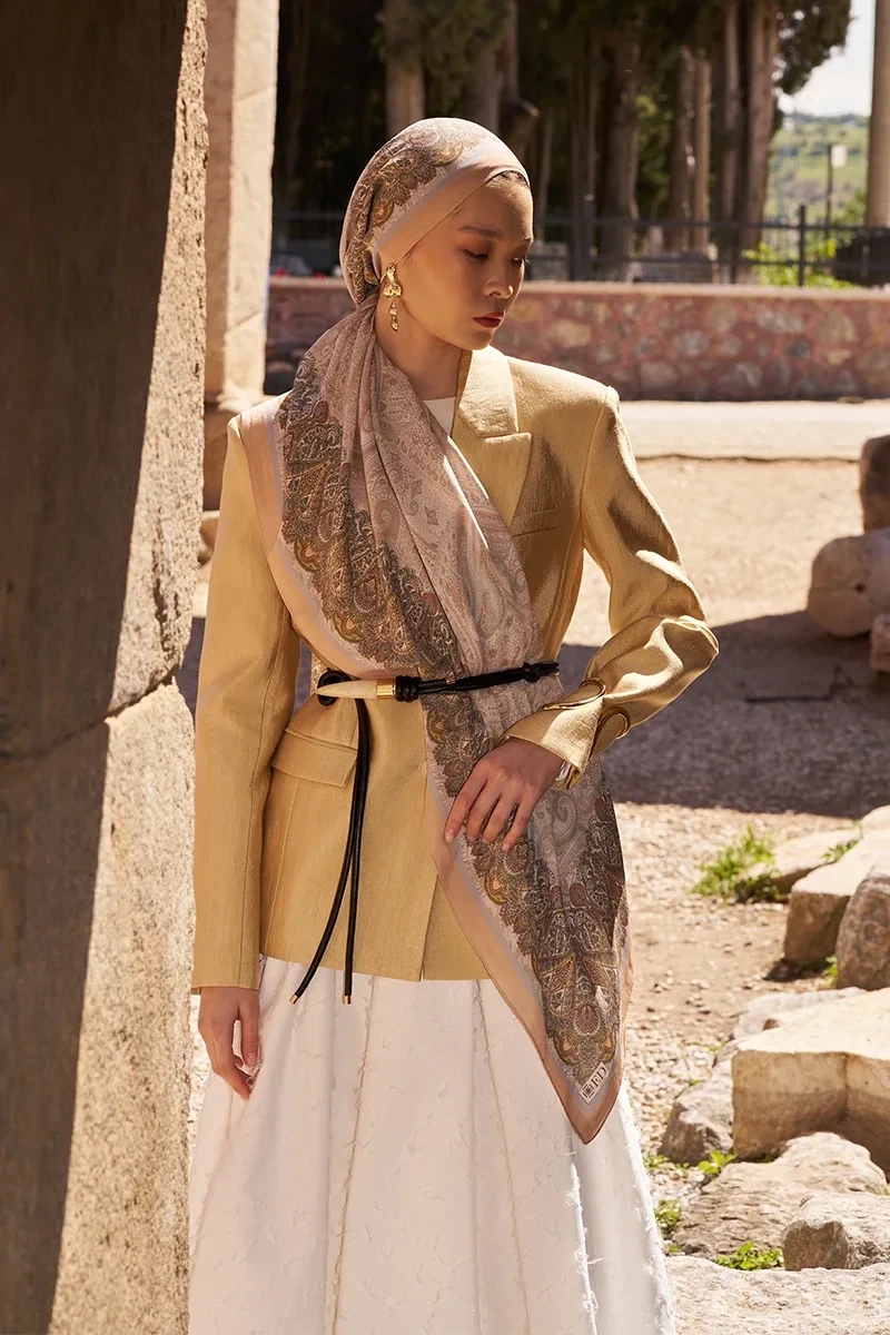 Sunrise Etnik Desen Şal - Yavruağzı - ED SCARF