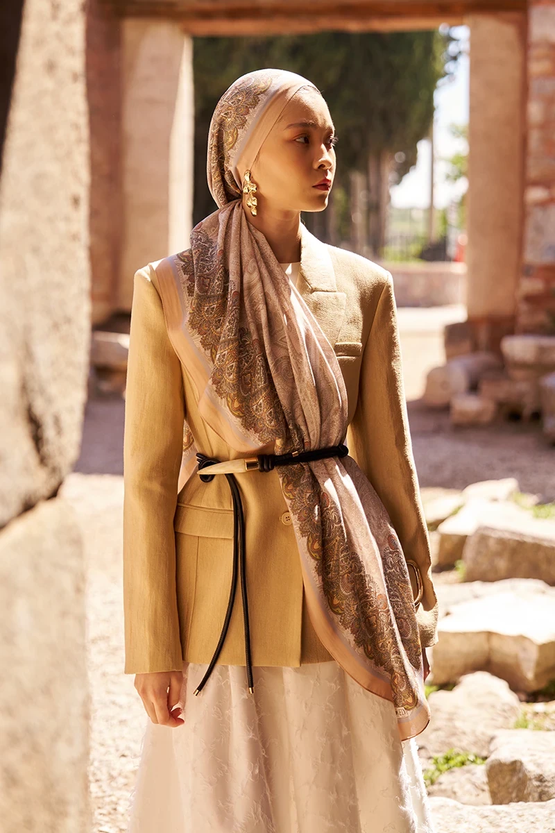 Sunrise Etnik Desen Şal - Yavruağzı - ED SCARF