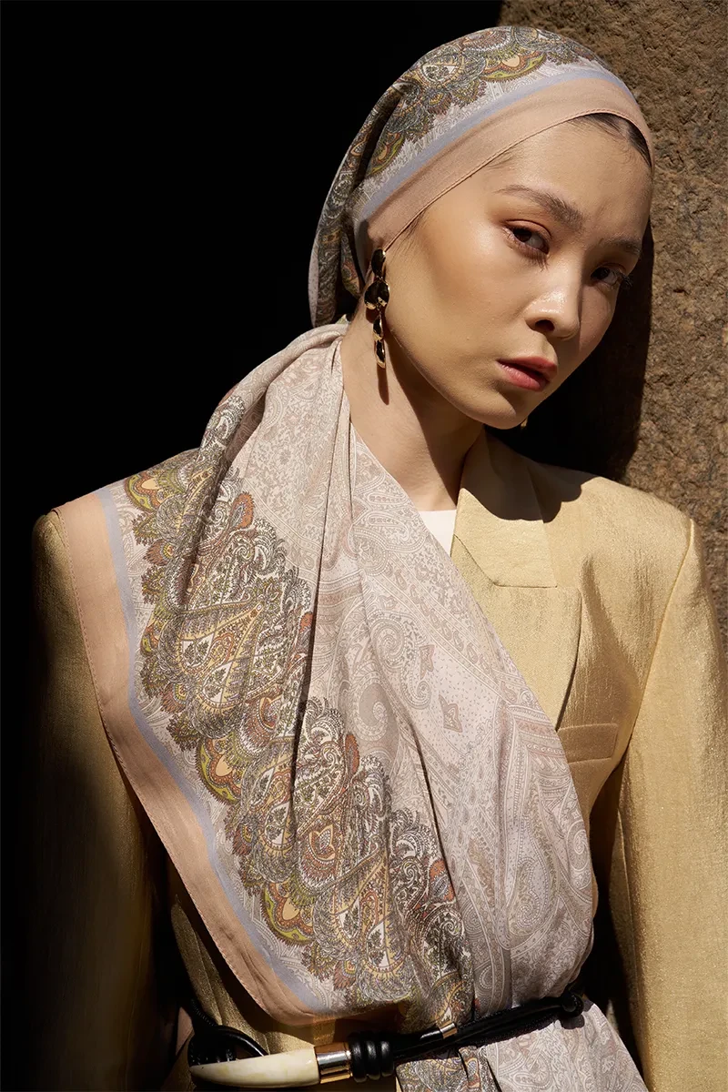 Sunrise Etnik Desen Şal - Yavruağzı - ED SCARF