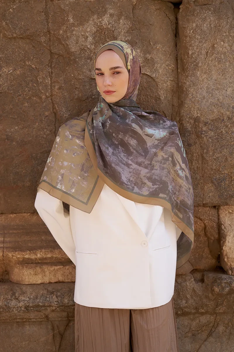 Sunrise Fırça Desen Şal - Bej - ED SCARF