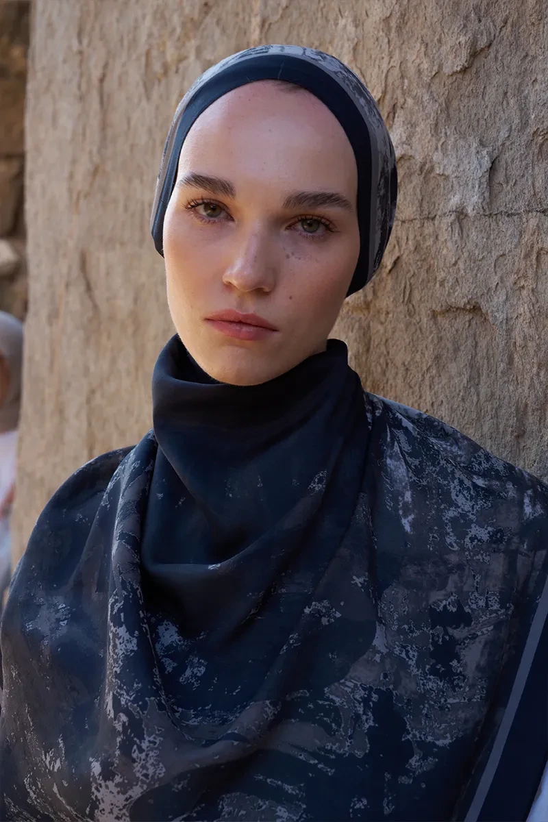 Sunrise Fırça Desen Şal - Siyah - 1