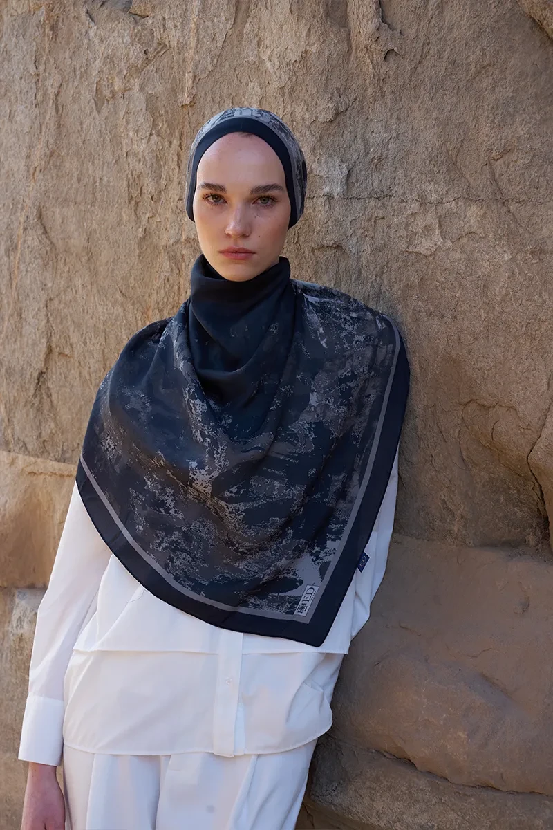 Sunrise Fırça Desen Şal - Siyah - ED SCARF