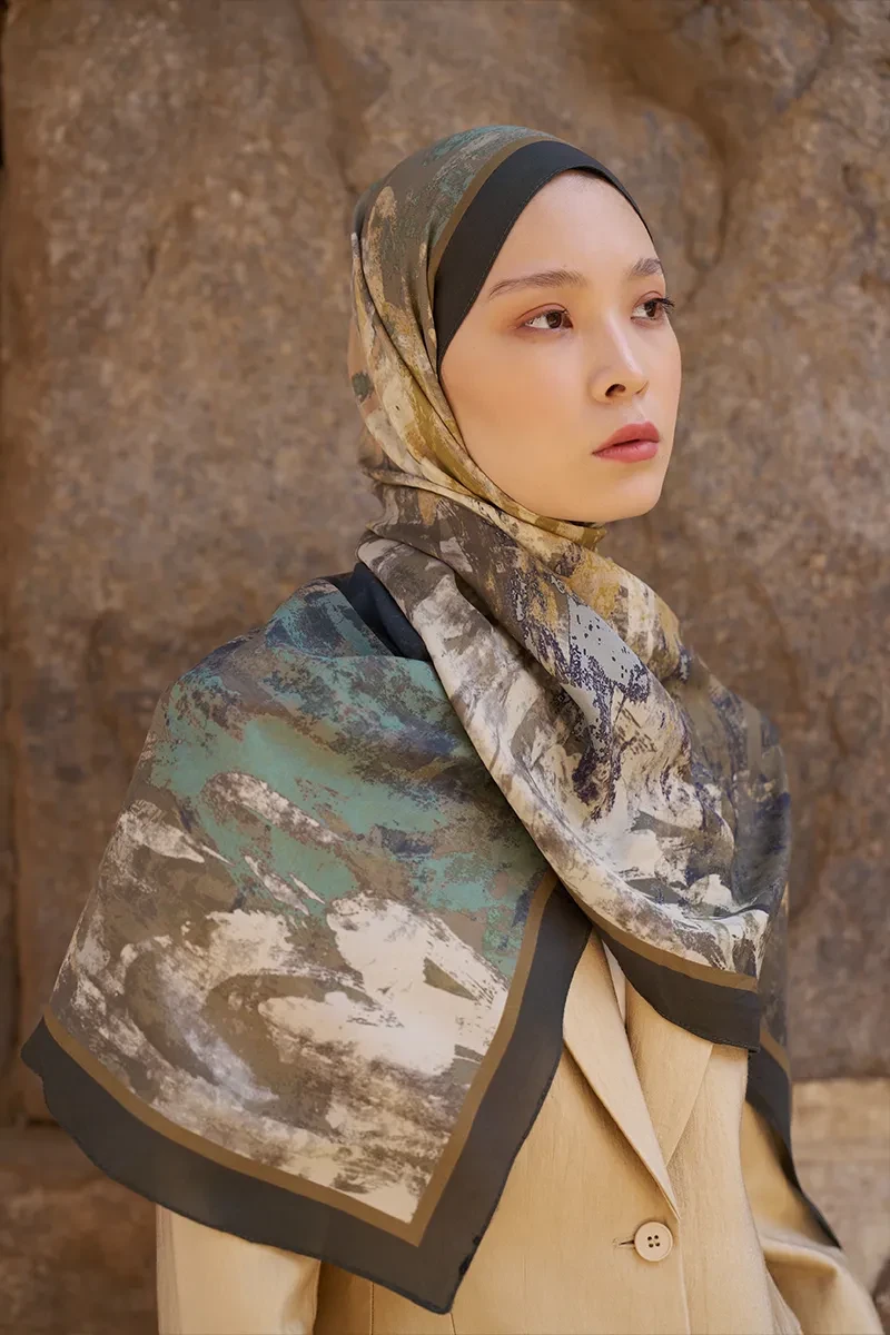 Sunrise Fırça Desen Şal - Yeşil - ED SCARF