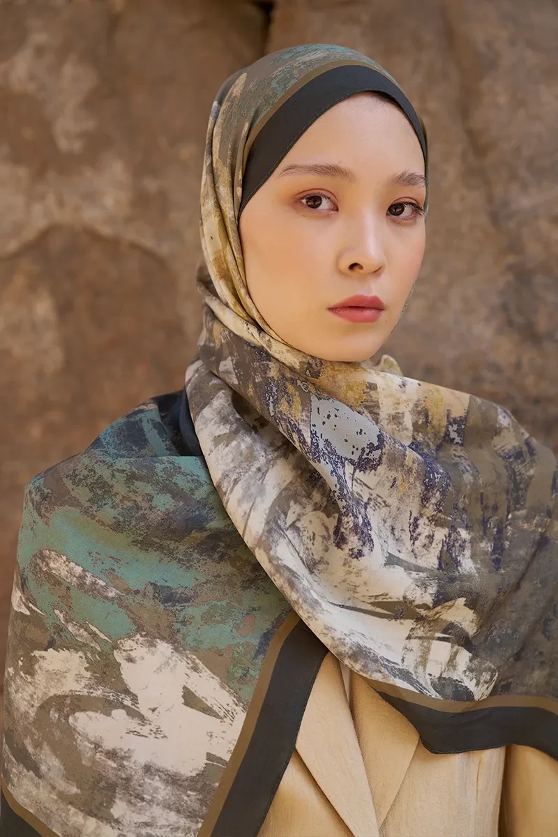 Sunrise Fırça Desen Şal - Yeşil - ED SCARF