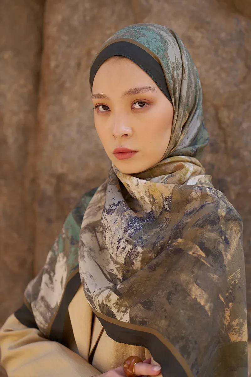 Sunrise Fırça Desen Şal - Yeşil - ED SCARF