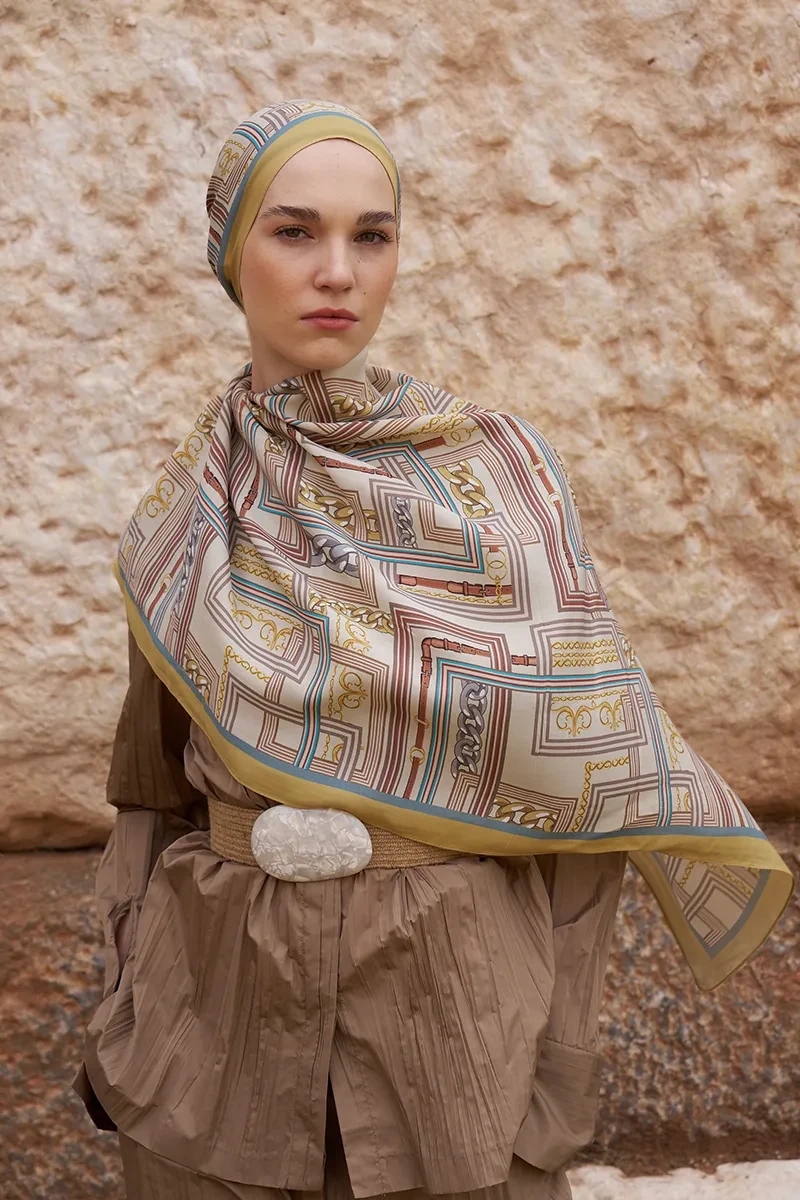 Sunrise Geometrik Desen Şal - Sarı - ED SCARF