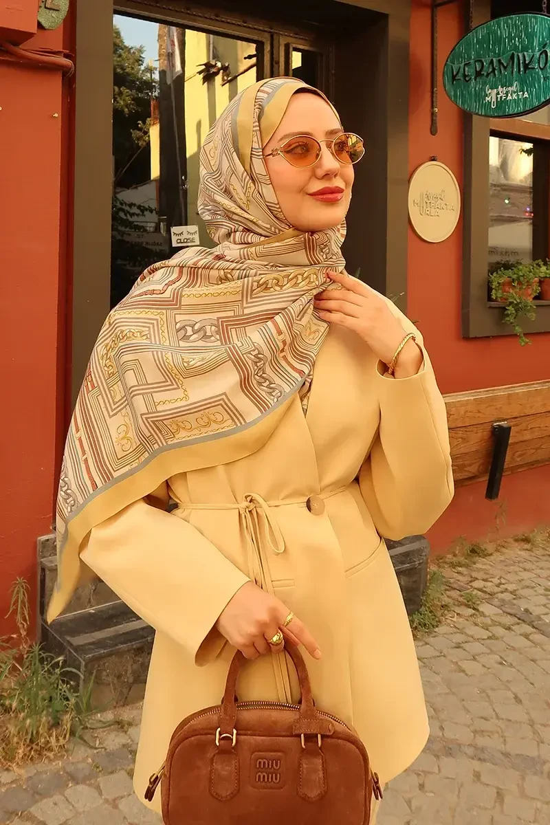 Sunrise Geometrik Desen Şal - Sarı - ED SCARF