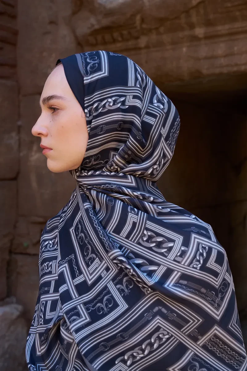 Sunrise Geometrik Desen Şal - Siyah - ED SCARF