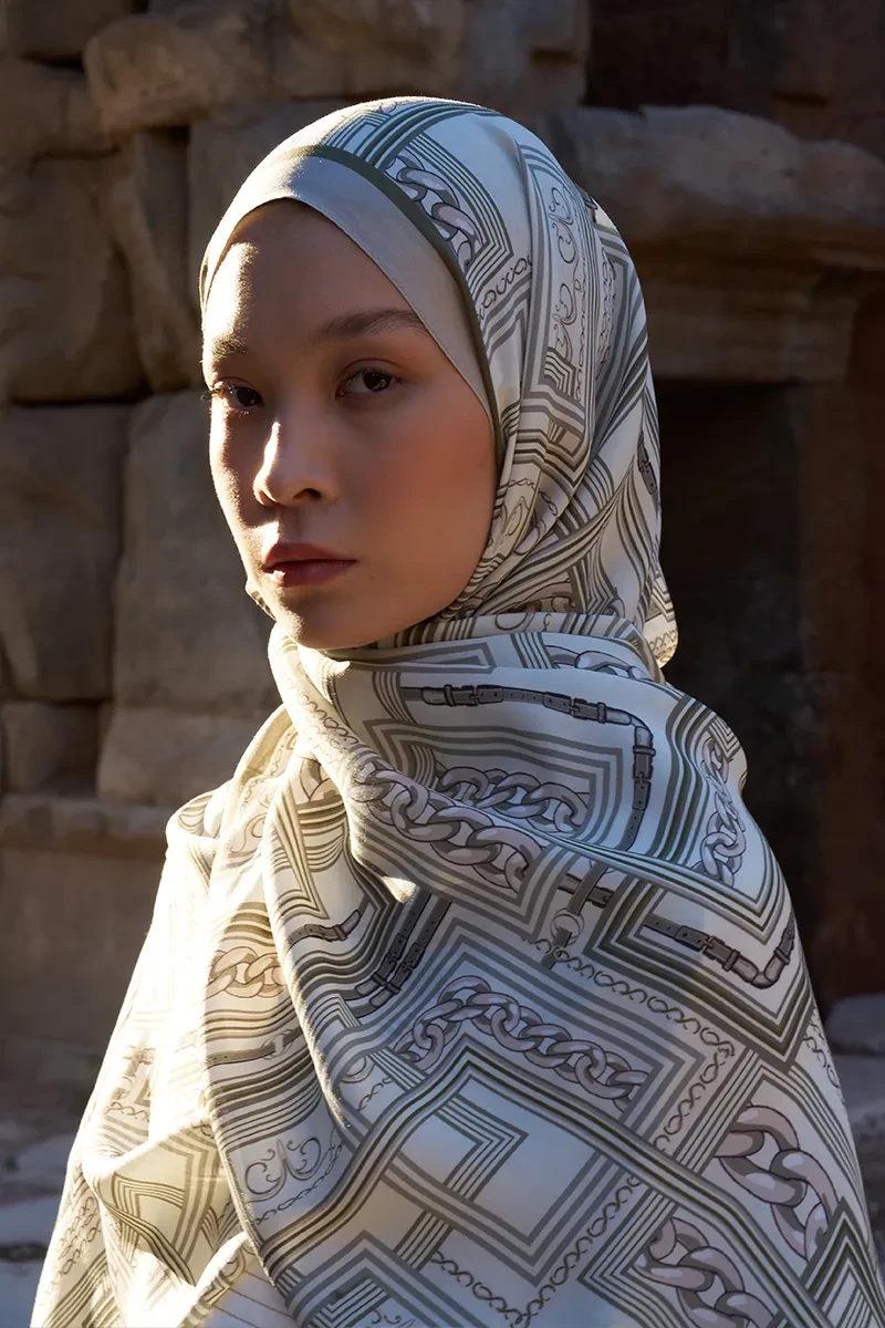 Sunrise Geometrik Desen Şal - Yeşil - ED SCARF