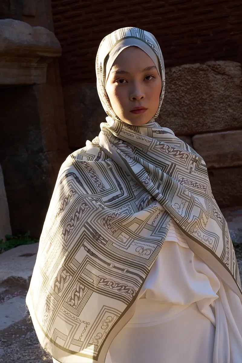 Sunrise Geometrik Desen Şal - Yeşil - ED SCARF