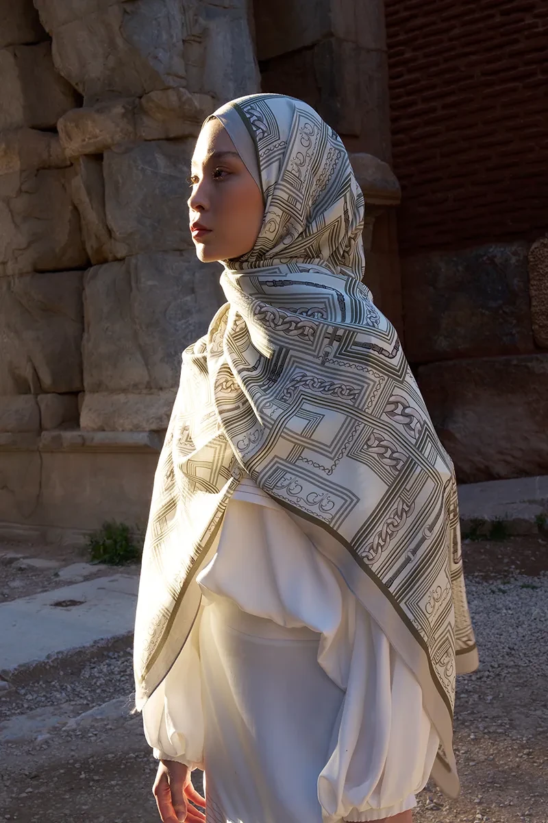 Sunrise Geometrik Desen Şal - Yeşil - 4