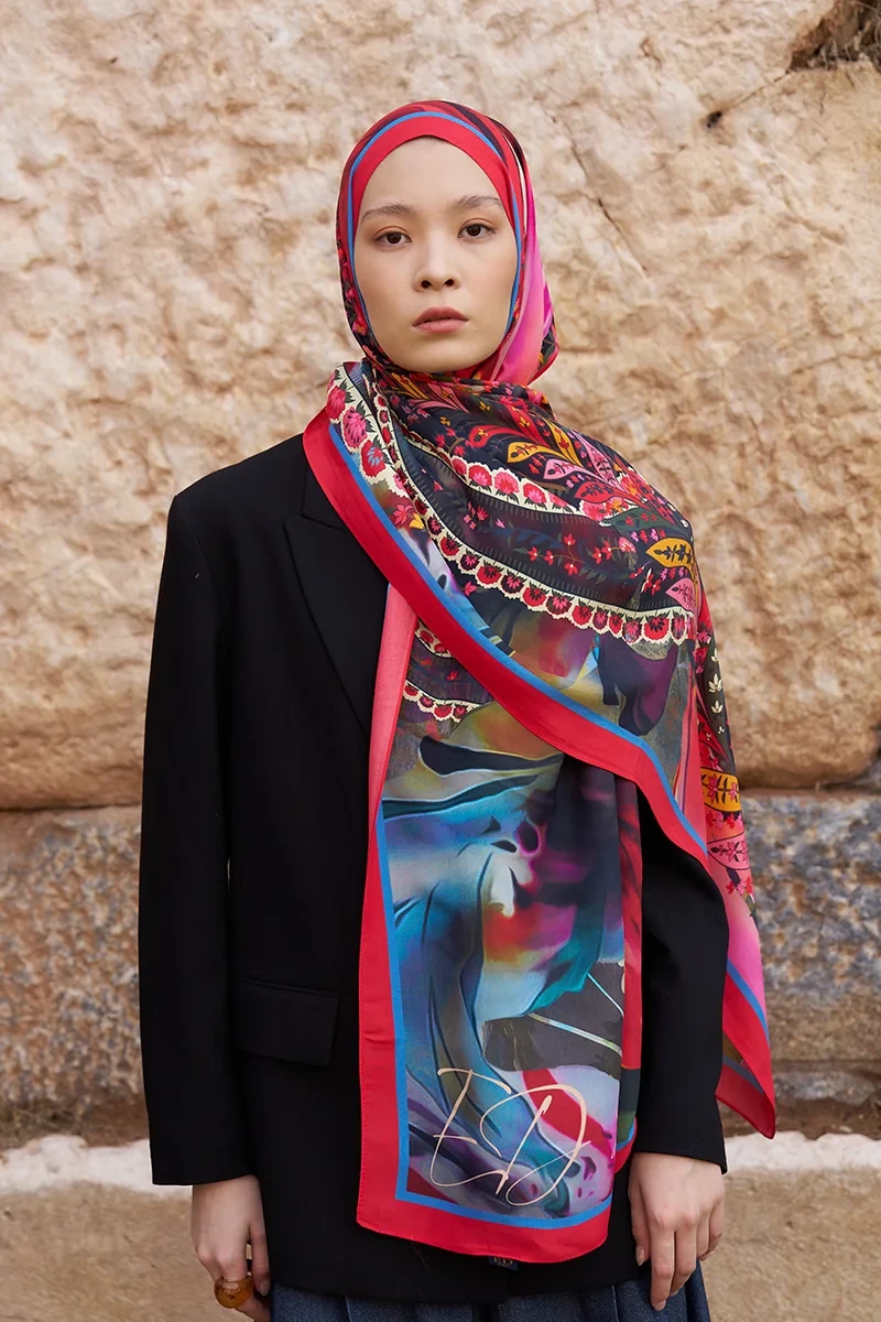 Sunrise Karnaval Desen Şal - Pembe - ED SCARF