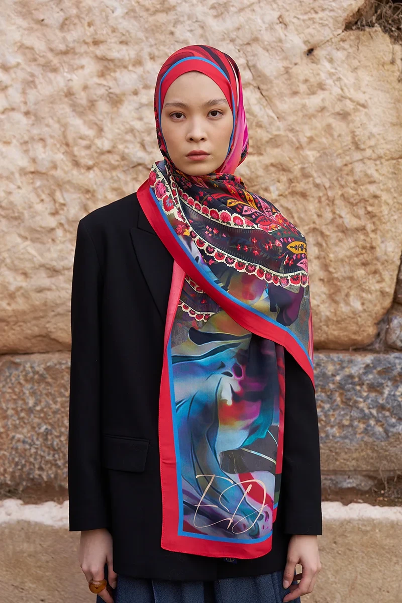 Sunrise Karnaval Desen Şal - Pembe - ED SCARF