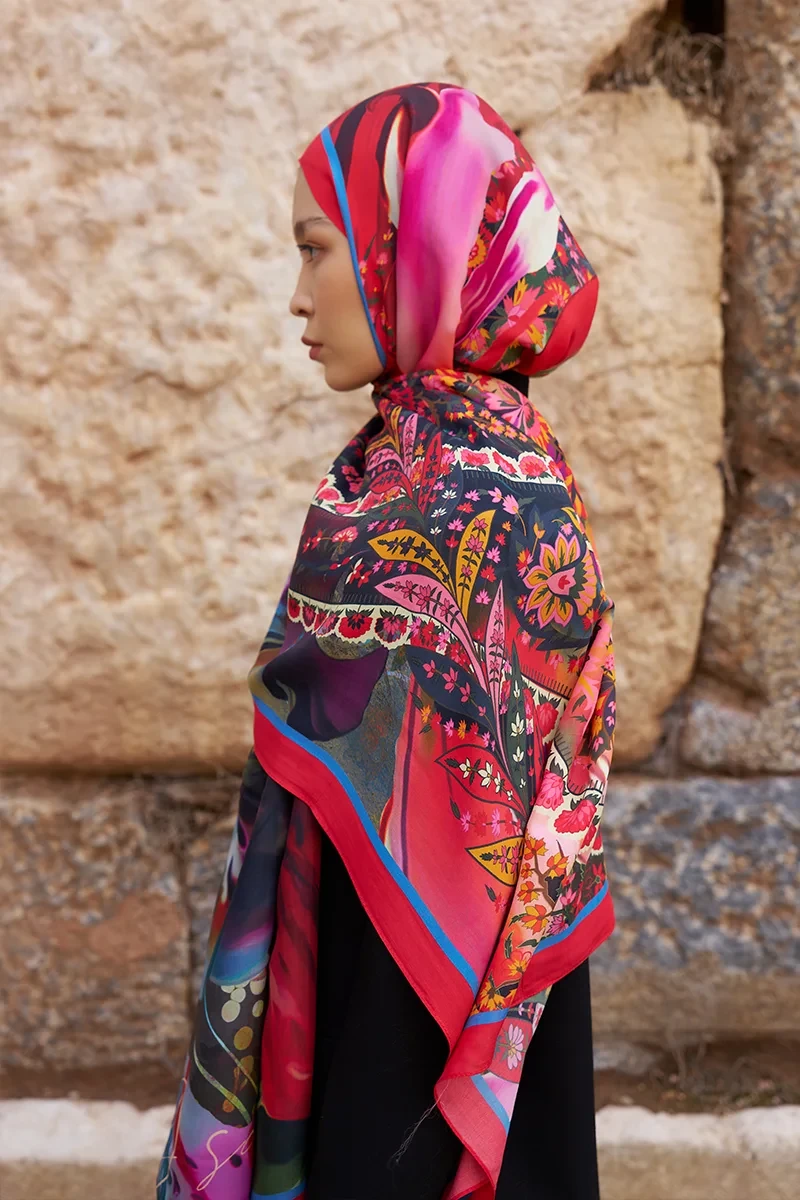 Sunrise Karnaval Desen Şal - Pembe - ED SCARF