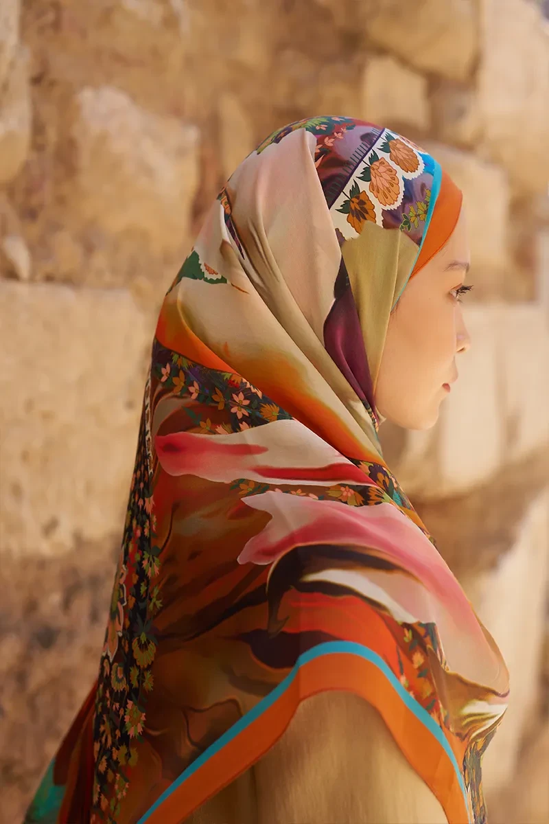 Sunrise Karnaval Desen Şal - Turuncu - ED SCARF