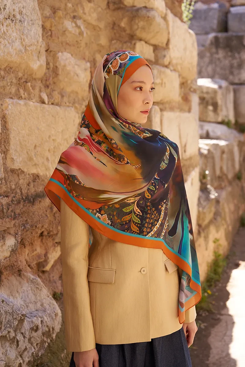 Sunrise Karnaval Desen Şal - Turuncu - 4