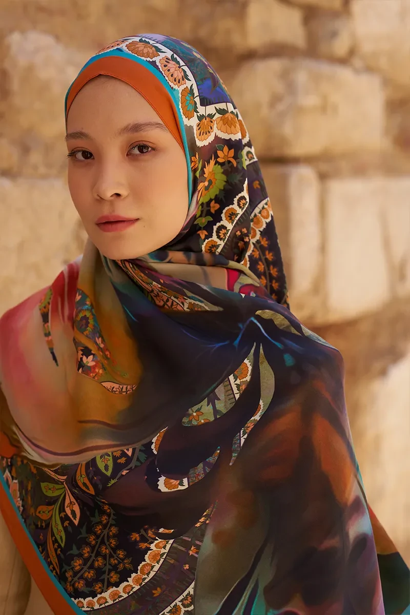 Sunrise Karnaval Desen Şal - Turuncu - ED SCARF