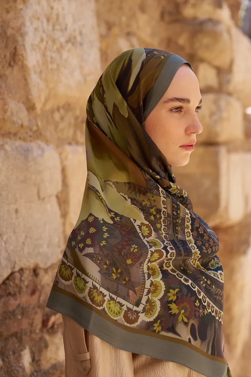 Sunrise Karnaval Desen Şal - Yeşil - ED SCARF