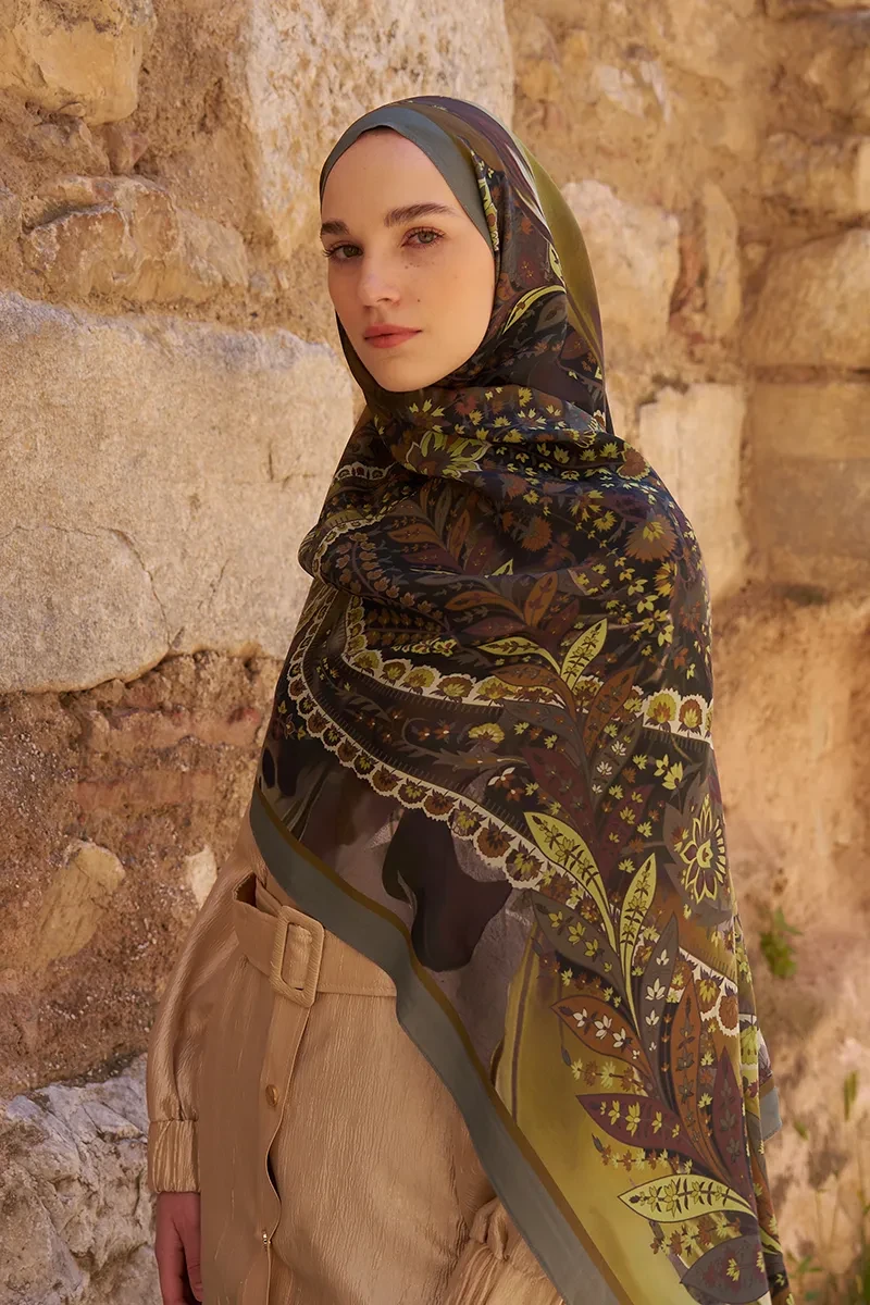 Sunrise Karnaval Desen Şal - Yeşil - ED SCARF