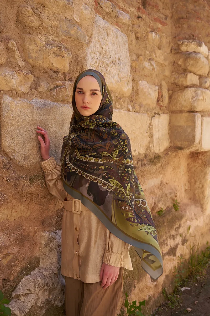 Sunrise Karnaval Desen Şal - Yeşil - ED SCARF