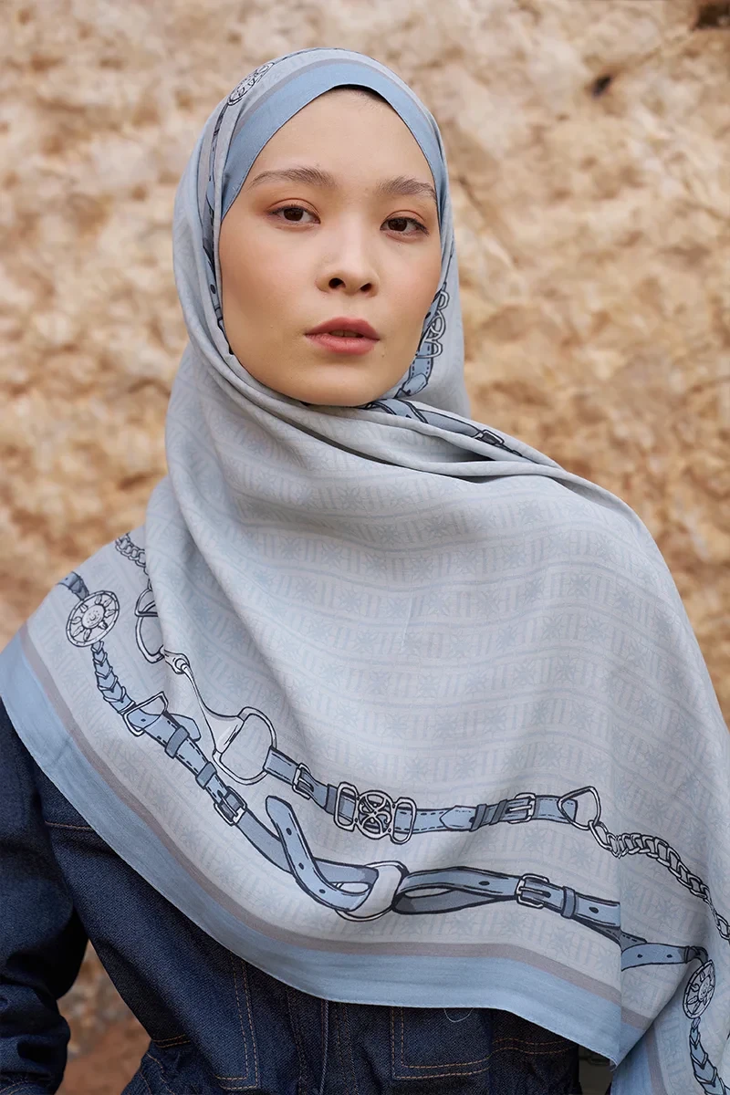 Sunrise Kemer Desen Şal - Mavi - ED SCARF