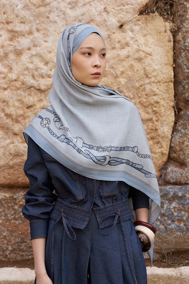 Sunrise Kemer Desen Şal - Mavi - 4