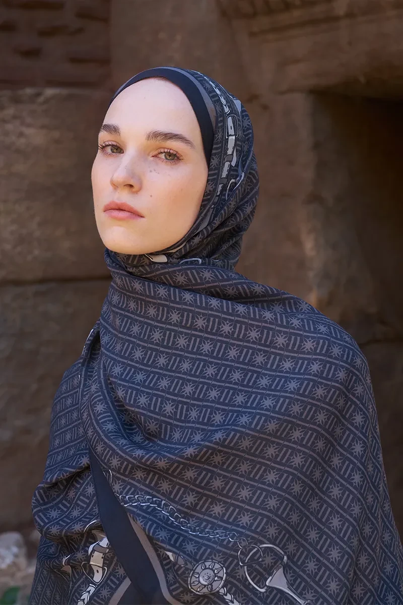 Sunrise Kemer Desen Şal - Siyah - ED SCARF