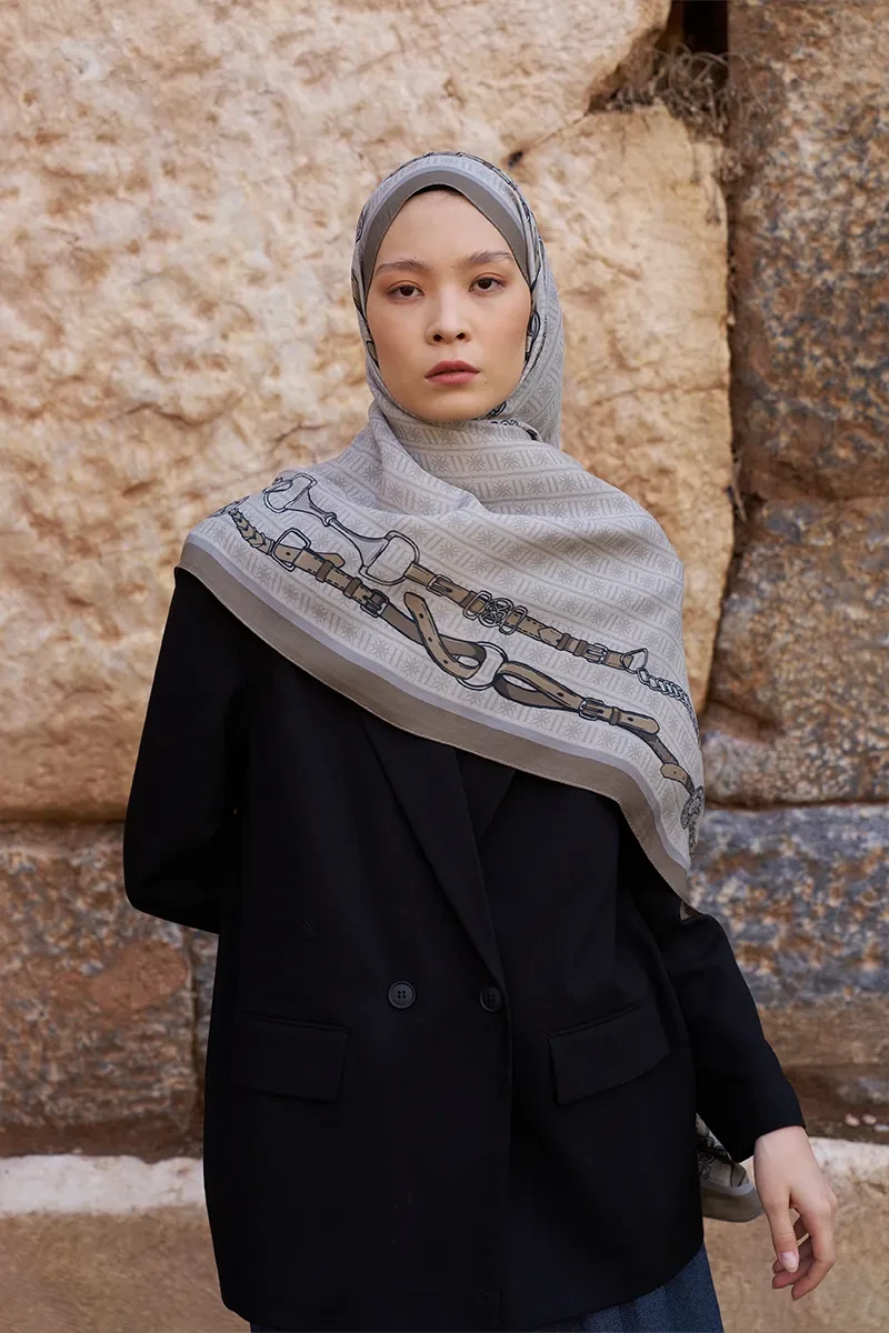 Sunrise Kemer Desen Şal - Vizon - ED SCARF