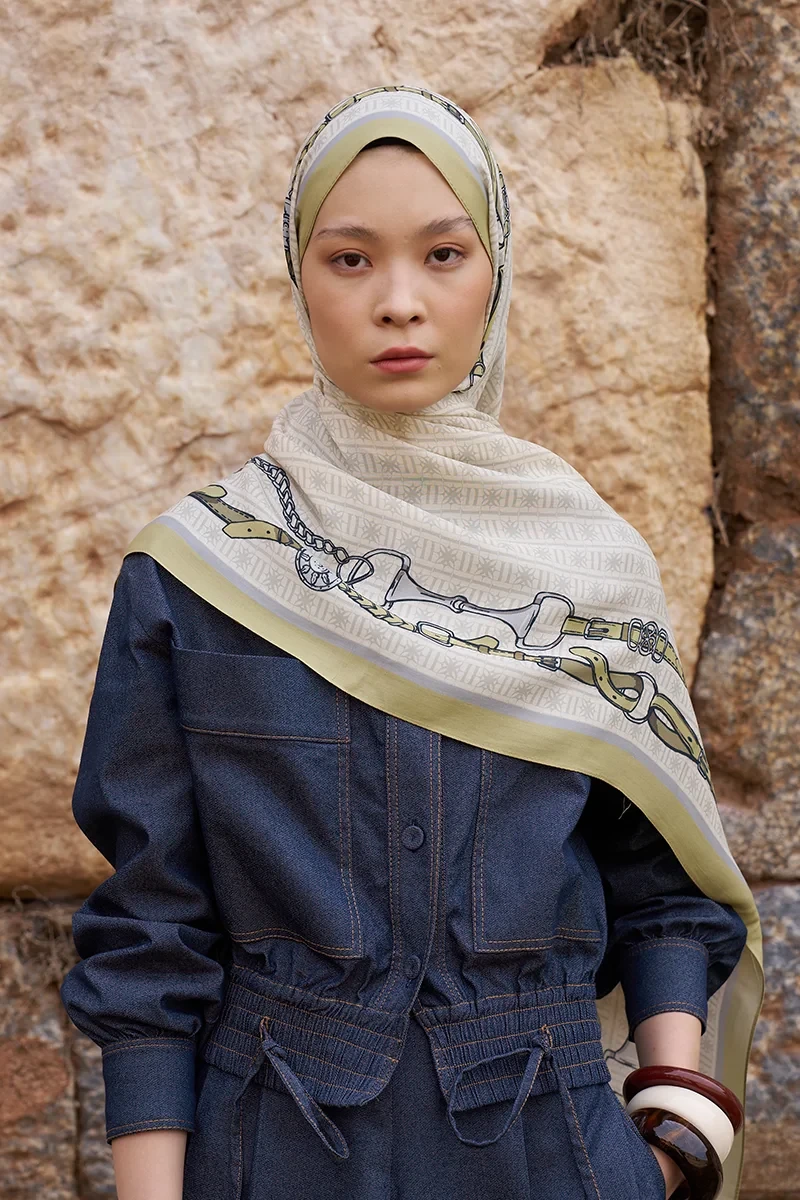 Sunrise Kemer Desen Şal - Yeşil - ED SCARF