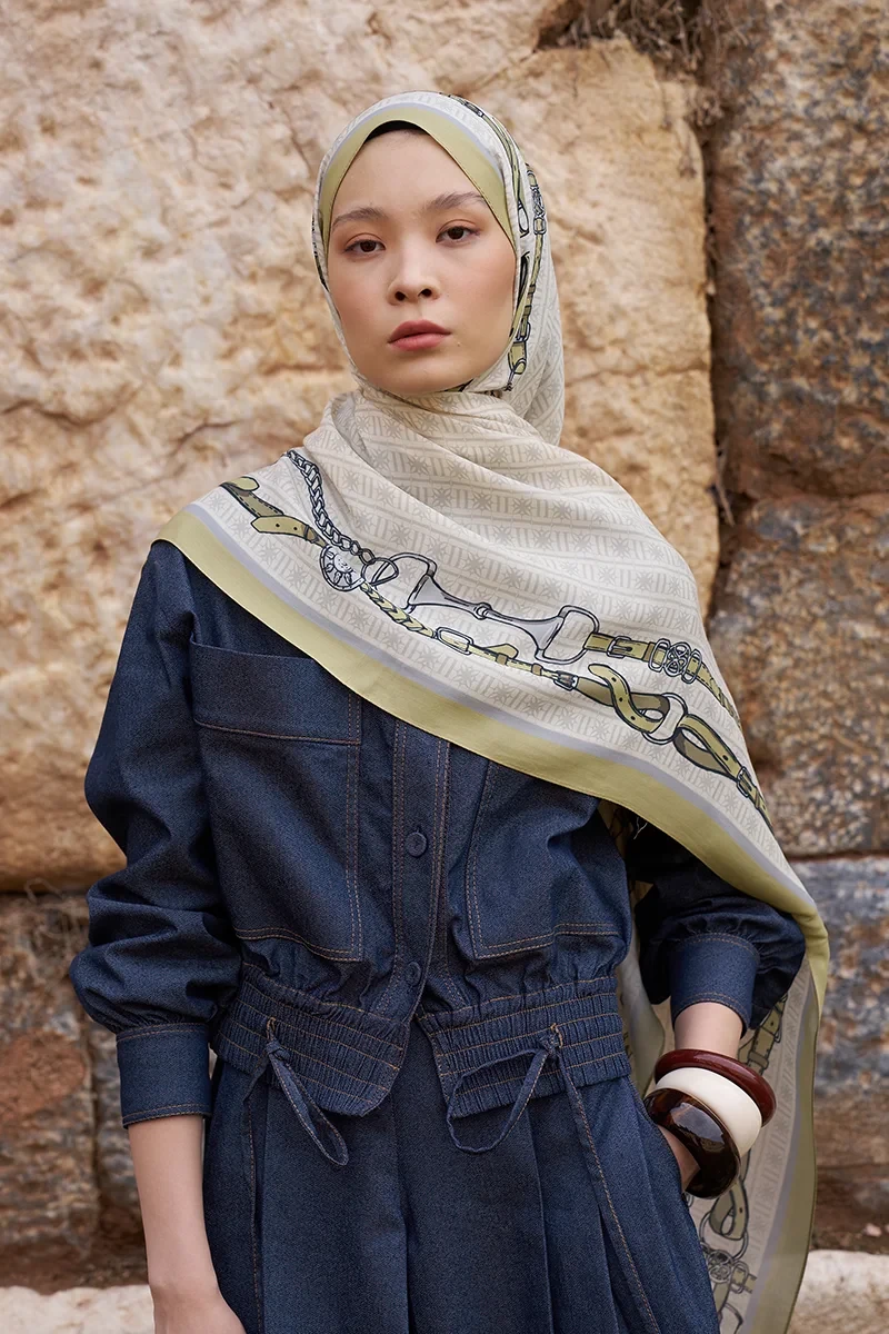 Sunrise Kemer Desen Şal - Yeşil - ED SCARF