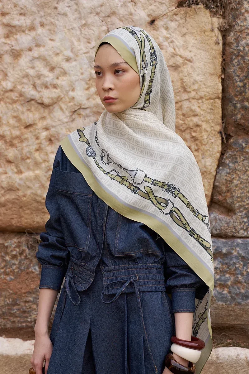 Sunrise Kemer Desen Şal - Yeşil - ED SCARF