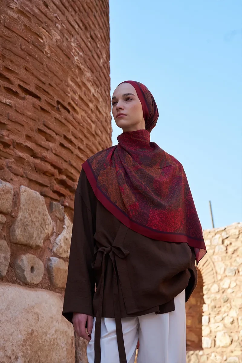 Sunrise Rüya Desen Şal - Kırmızı - ED SCARF