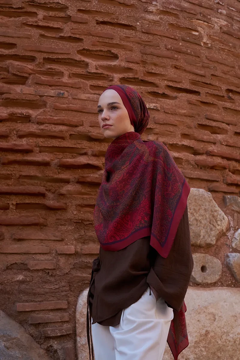 Sunrise Rüya Desen Şal - Kırmızı - ED SCARF