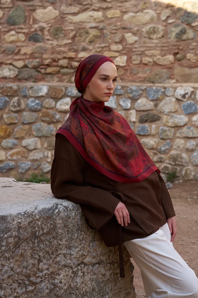 Sunrise Rüya Desen Şal - Kırmızı - ED SCARF