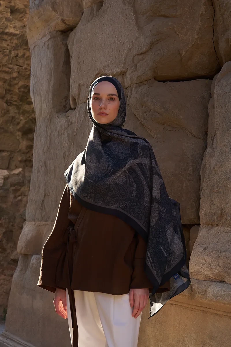 Sunrise Rüya Desen Şal - Siyah - 1