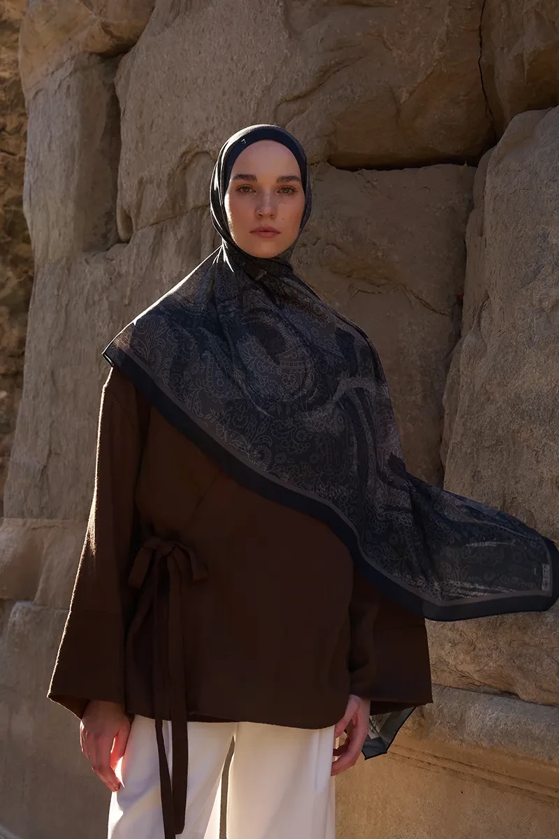 Sunrise Rüya Desen Şal - Siyah - ED SCARF